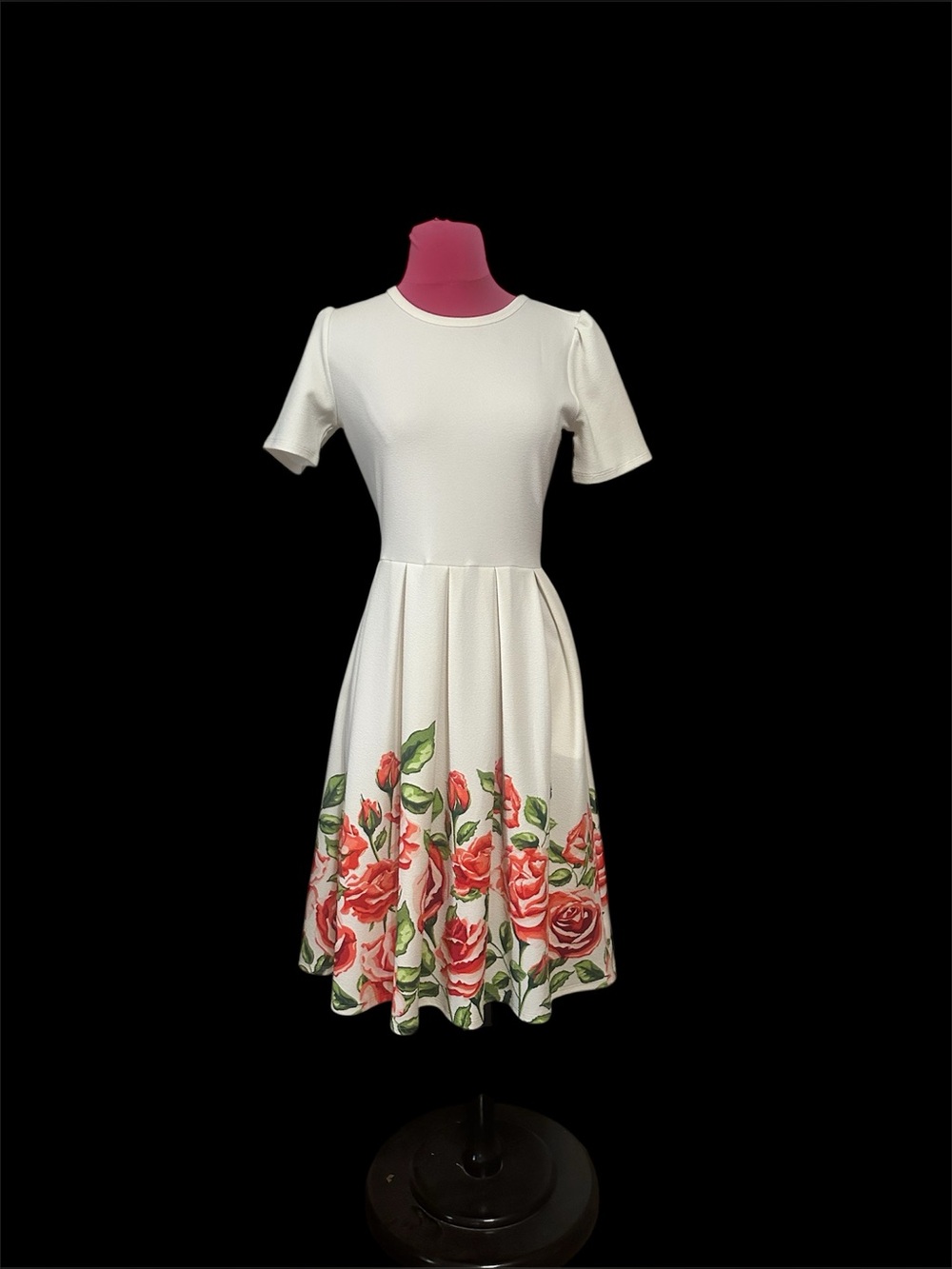 LuLaroe Amelia White/Floral Fit-and-Flare Dress size S